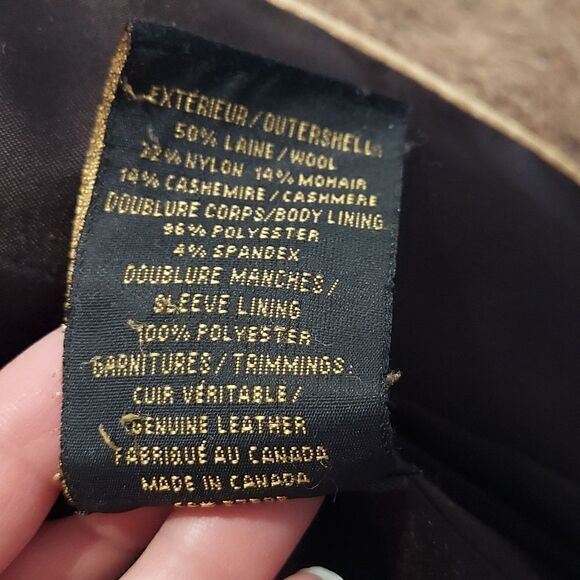 Mackage Twiggy Brown Cashmere Mohair Blend Leather Trim Coat Sz S - Picture 12 of 13